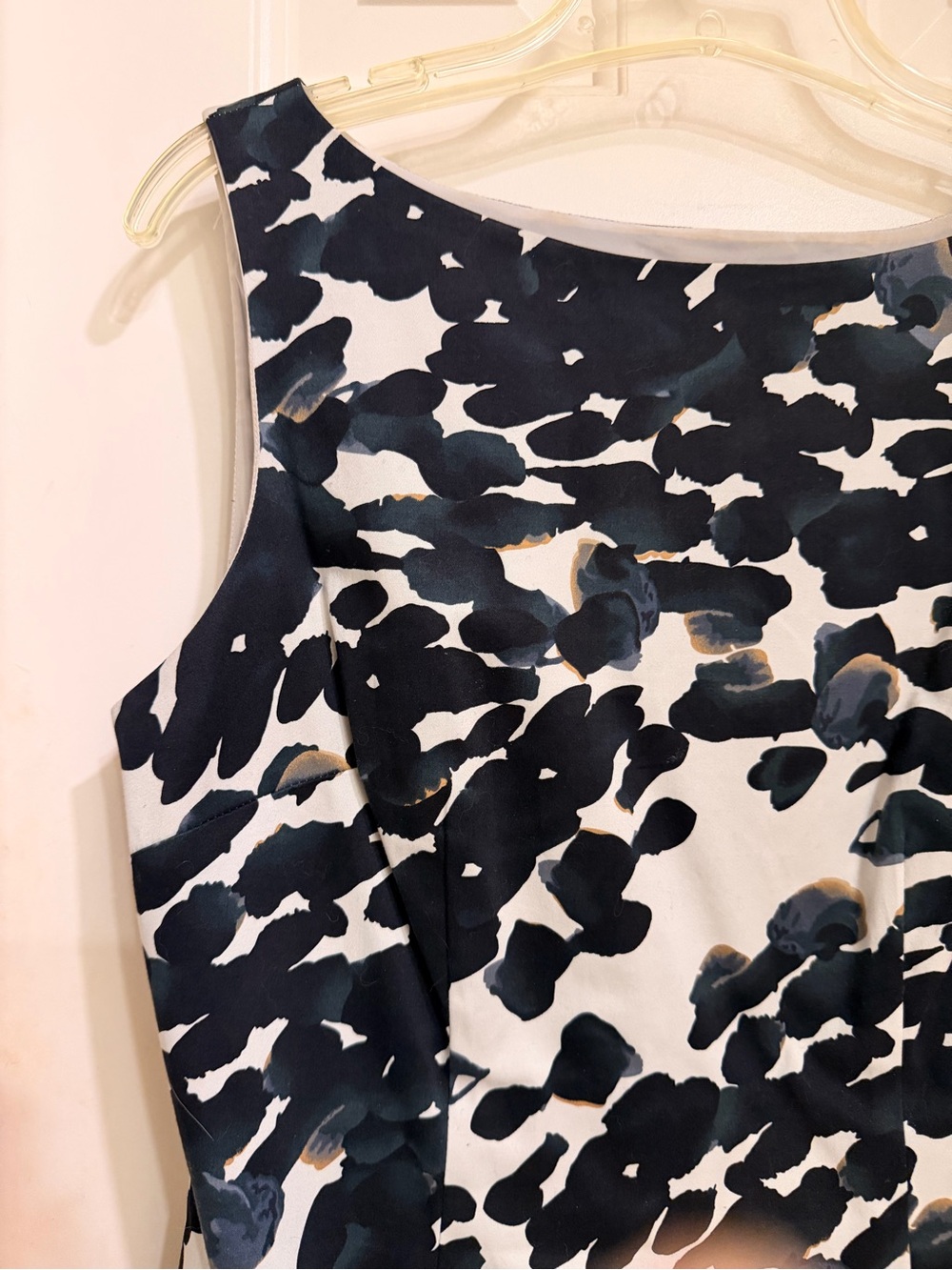 Ann Taylor Black & Cream Abstract Print Midi Sheath Dress, Side Zip, Lined, Sz 6 - Picture 3 of 12